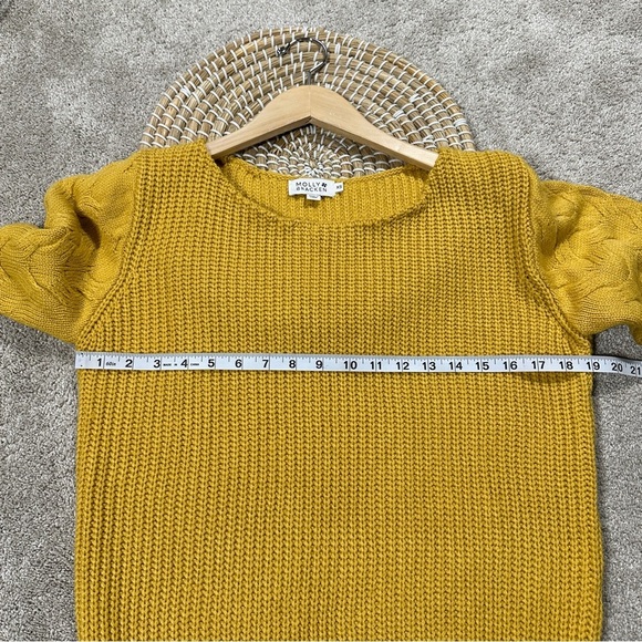 Molly Bracken Women’s Cable Knit Sweater Longsleeve Boat Neck Boho in Yellow XS - Picture 10 of 11